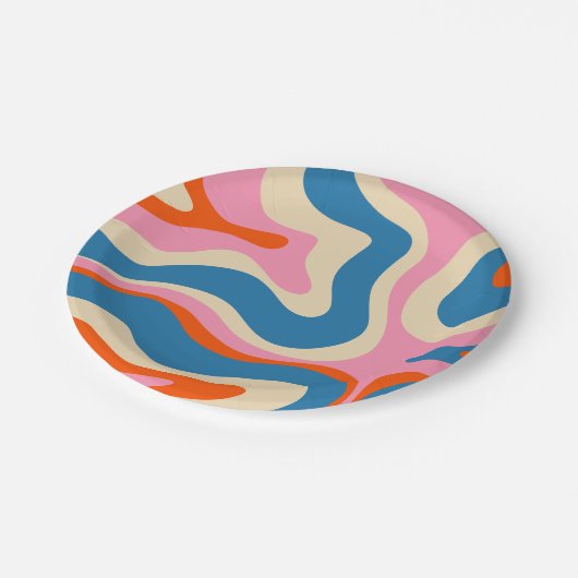 Modern Retro Liquid Swirl Abstract Patroon Papieren Bordje (Gekanteld)