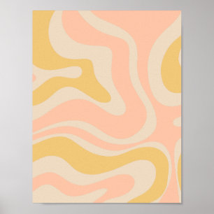 Modern Retro Liquid Swirl Abstract Patroon Pastel Poster