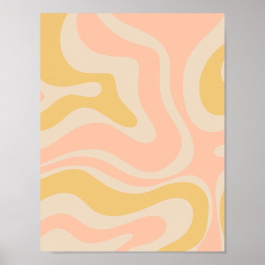Modern Retro Liquid Swirl Abstract Patroon Pastel Poster (Voorkant)