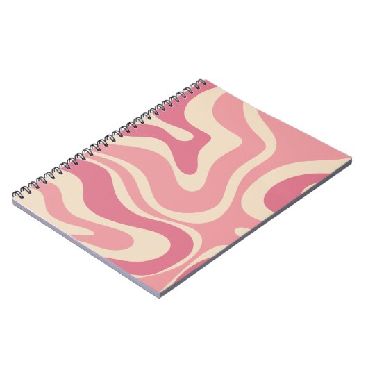 Modern Retro Liquid Swirl Abstract Patroonroze Notitieboek (Linkerzijde)