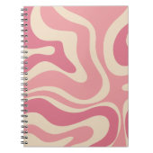 Modern Retro Liquid Swirl Abstract Patroonroze Notitieboek (Voorkant)