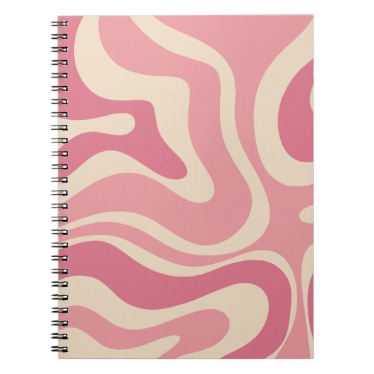 Modern Retro Liquid Swirl Abstract Patroonroze Notitieboek (Voorkant)