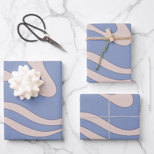 Modern Retro Liquid Swirl Funky Abstract Pattern Inpakpapier Vel (Voorkant)