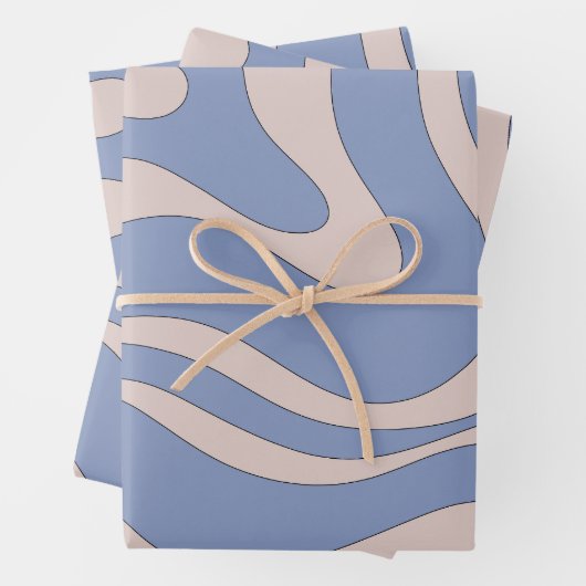 Modern Retro Liquid Swirl Funky Abstract Pattern Inpakpapier Vel (In situ)