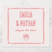 Modern Retro Love Struck Hand Drawn Cupid Wedding Bier Etiket (Enkel label)