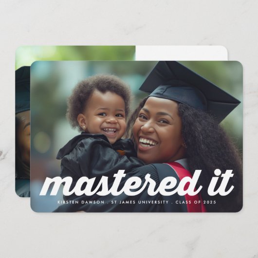 Modern RETRO Mastered IT 2 Foto afstuderen Aankondiging (Voorkant / Achterkant)