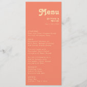 Modern Retro | Menu Coral Weddenschap (Voorkant)