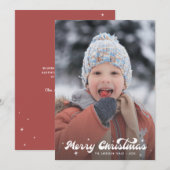 Modern Retro Merry Christmas Photo Snowflakes Star Feestdagenkaart (Voorkant / Achterkant)