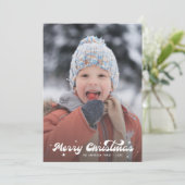 Modern Retro Merry Christmas Photo Snowflakes Star Feestdagenkaart (Staand voorkant)