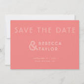 Modern Retro Minimalist Roze Mint Green Wedding Save The Date (Voorkant)