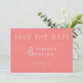 Modern Retro Minimalist Roze Mint Green Wedding Save The Date (Staand voorkant)