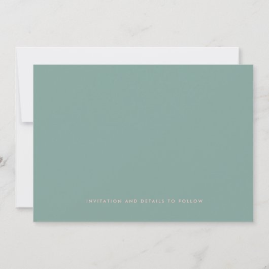 Modern Retro Minimalist Roze Mint Green Wedding Save The Date (Achterkant)