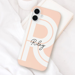 Modern Retro Monogram Initiaal Hedendaags Schattig iPhone 16 Plus Hoesje