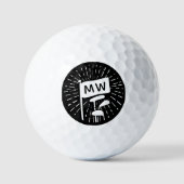Modern Retro Monogram Initials Golf Clubs Golfballen (Voorkant)