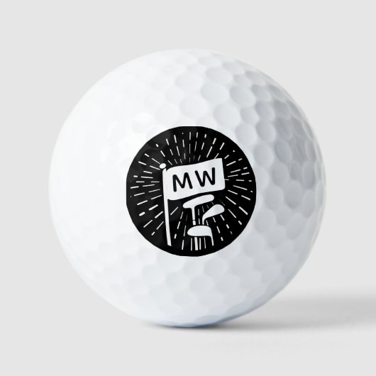 Modern Retro Monogram Initials Golf Clubs Golfballen (Voorkant)