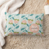 Modern retro mooi monogram bloemenpatroon blauw kussen (Deken)