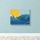 Modern Retro Mountain-landschap - levendig rood en Canvas Afdruk (Insitu (Houten vloer))
