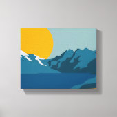 Modern Retro Mountain-landschap - levendig rood en Canvas Afdruk (Voorkant)