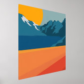 Modern Retro Mountain-landschap - levendig rood en Folie Afdrukken (Laagn)