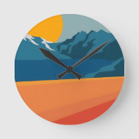 Modern Retro Mountain-landschap - levendig rood en
