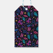 Modern Retro Neon 80’s 1st Birthday Party Cadeaulabel (Achterkant)