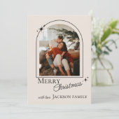 Modern Retro New Year 2026 Family Photo Card (Staand voorkant)