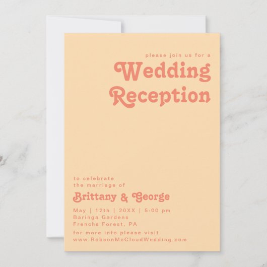 Modern Retro | Ontvangst van Oranje crèmeweddensch Kaart (Voorkant)