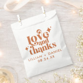 Modern Retro Oranje bruiloft Bedankzakje (Geknipt)