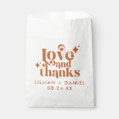 Modern Retro Oranje bruiloft Bedankzakje (Voorkant)