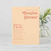 Modern Retro | Oranje Cream Couples-douche Kaart (Staand voorkant)