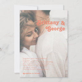 Modern Retro | Oranje Cream Faded-fotoweddenschap Kaart
