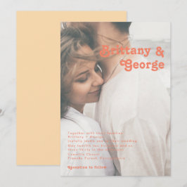 Modern Retro | Oranje Cream Faded-fotoweddenschap Kaart