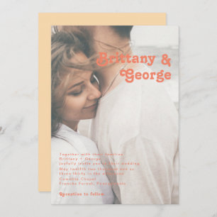 Modern Retro   Oranje Cream Faded-fotoweddenschap Kaart