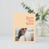 Modern Retro | Oranje Cream-foto slaat de datum in Uitnodiging Briefkaart (Staand voorkant)