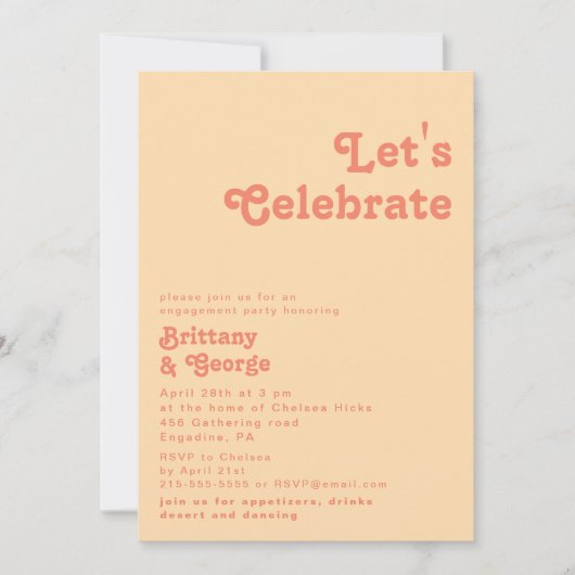 Modern Retro | Oranje Cream Let's Celebrate Kaart (Voorkant)