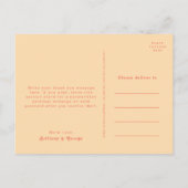 Modern Retro Oranje Cream Photo Weddenschap Bedank Briefkaart (Achterkant)