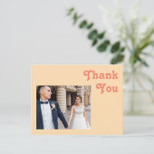 Modern Retro Oranje Cream Photo Weddenschap Bedank Briefkaart (Staand voorkant)