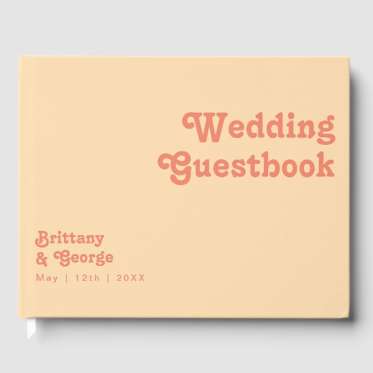 Modern Retro | Oranje Cream Wedding Guestbook Gastenboek (Voorkant)