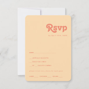 Modern Retro Oranje Crème Menukaart Reactiekaart RSVP Kaartje