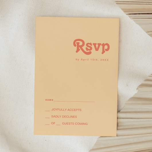 Modern Retro | Oranje crème RSVP-kaart RSVP Kaartje