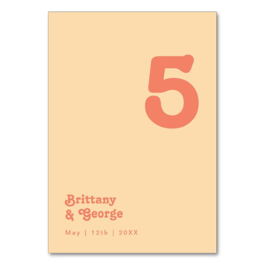 Modern Retro | Oranje crèmetabelnummer Kaart (Voorkant)