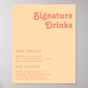 Modern Retro   Oranje Drink voor het ondertekenen  Poster