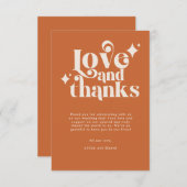 Modern Retro Oranje en Cream Wedding Bedankt (Voorkant / Achterkant)