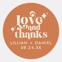 Modern Retro Oranje en Cream Wedding Bedankt