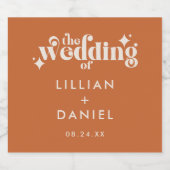 Modern Retro Oranje en Cream Wedding Bier Etiket (Enkel label)