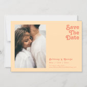 Modern Retro | Oranje horizontaal sparen de datum  Magnetische Uitnodiging (Voorkant)