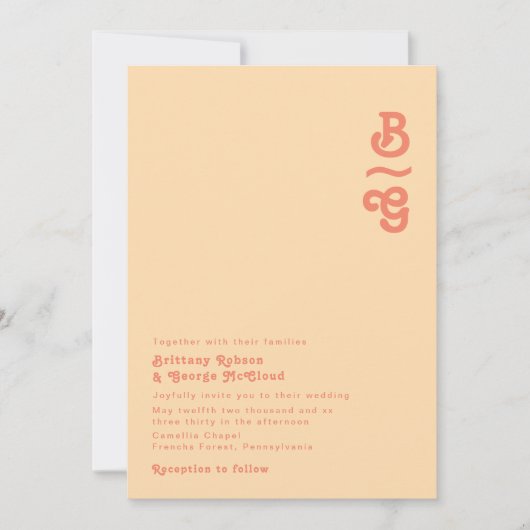 Modern Retro | Oranje kindermonogram Kaart (Voorkant)