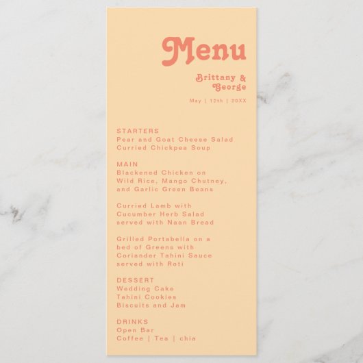 Modern Retro| Oranje menu Binddromen (Voorkant)