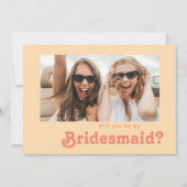 Modern Retro Oranje Photo Bridesmaid-kaart Kaart (Voorkant)