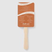 Modern Retro Oranje Trouwprogramma Handwaaier (Achterkant)